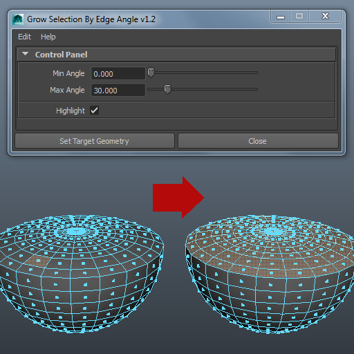 Edge Angle Grow: Polygon Selection Expansion by Edge Angle